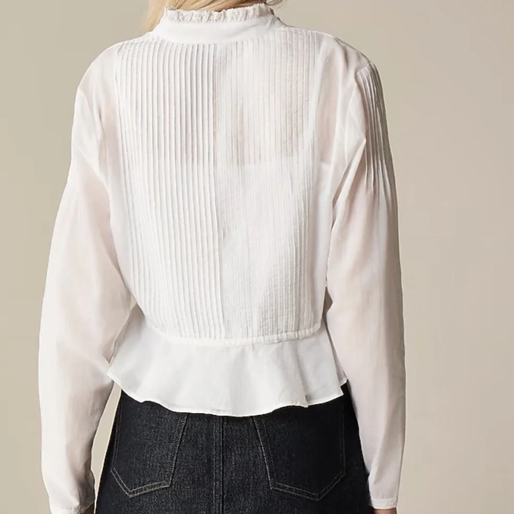 J. Crew Lace-trim cinched-waist top in cotton voile White S